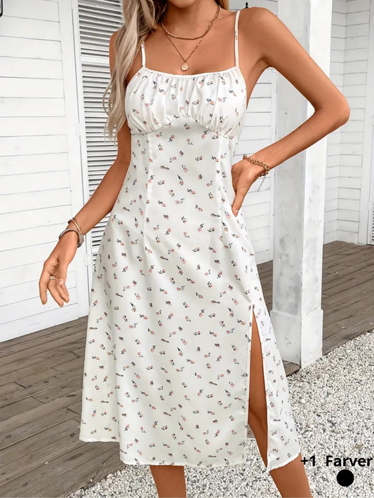 Elegant Sommerkjole med Blomsterprint & Slids