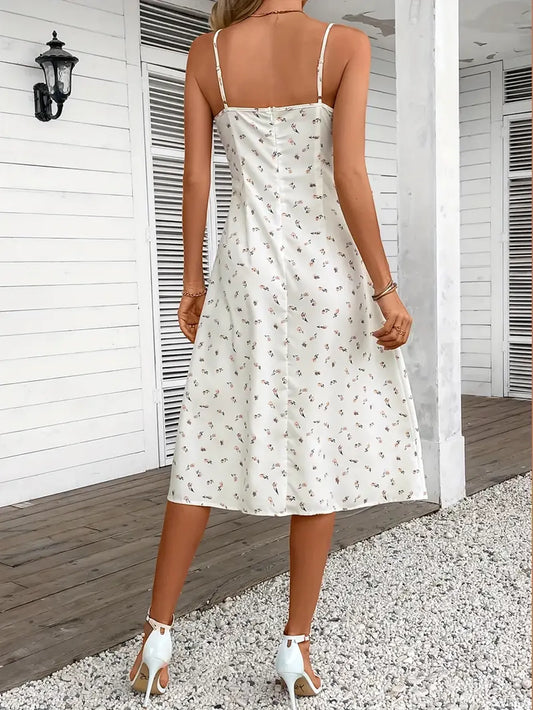 Elegant Sommerkjole med Blomsterprint & Slids